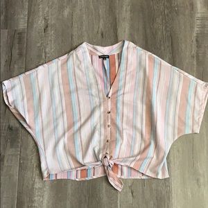 Pin striped women’s crop blouse